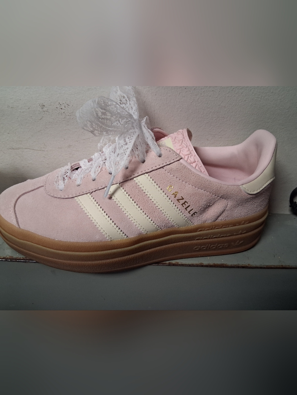 adidas Gazelle Platform Sneaker - Light Pink & Cream